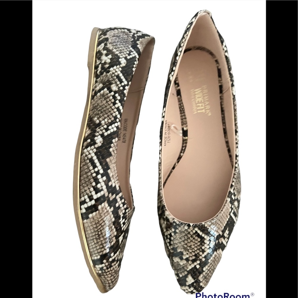 Primark Wide Fit Snake Print Flats Size 8 (All man made Material)